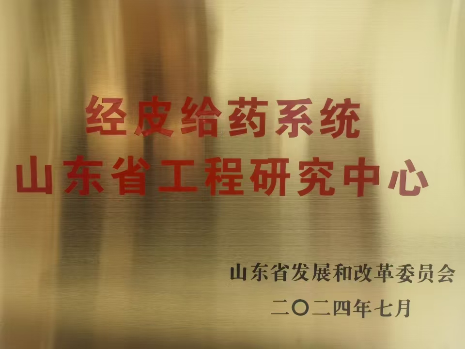 “經(jīng)皮給藥系統(tǒng)山東省工程研究中心”獲省發(fā)改委認(rèn)證通過(guò)